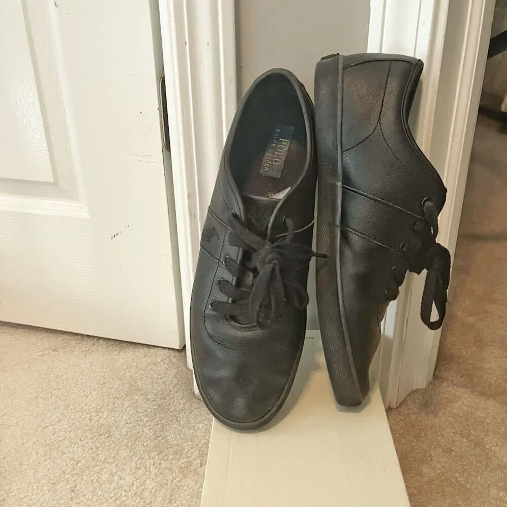 Polo Ralph Lauren Halford Leather Cushioned Lace Up Comfy Walking Sneakers
